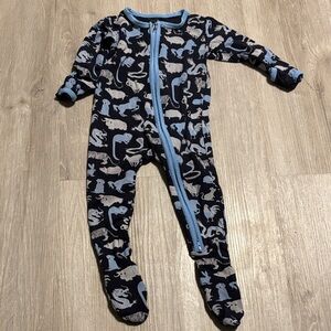 Kickee Pants Navy and Light Blue Animal Print Footie
